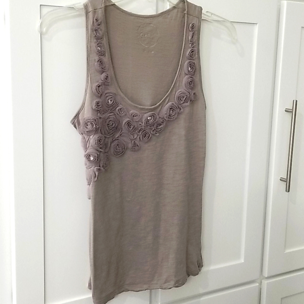 Inc grey floral tank top